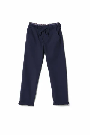 PANTALONE casual con tasche risvolti alle caviglie e laccetto di chiusura in vita