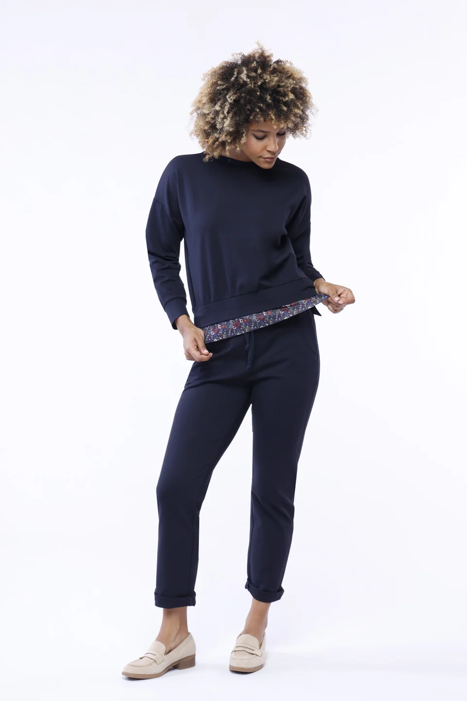 MAGLIA casual a girocollo con orli alti alle maniche e bordo doppio al fondo bicolore ONEWORLD HYBRID