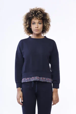 MAGLIA casual a girocollo con orli alti alle maniche e bordo doppio al fondo bicolore