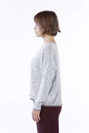 MAGLIA casual ampia con scollo a barca e orli bicolore a contrasto