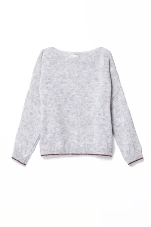 MAGLIA casual ampia con scollo a barca e orli bicolore a contrasto