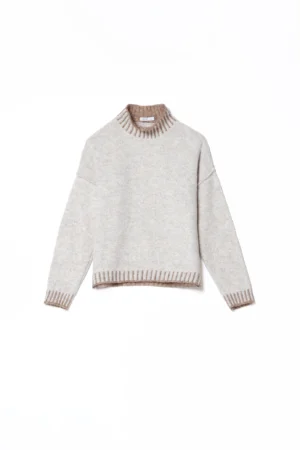 MAGLIA everyday ampia a collo alto con manica cucita all'esterno e orli bicolore a costine