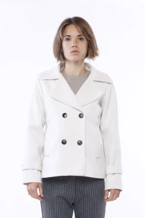 CAPPOTTO Doppiopetto corto con collo reverse bottoni neri e graziose cinghie sulle maniche