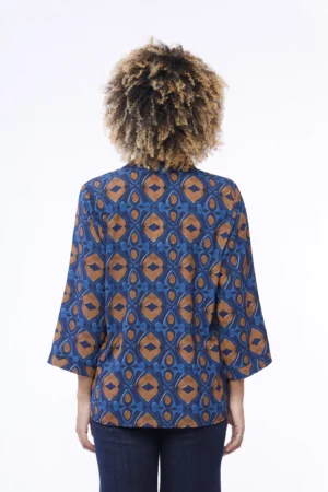 BLUSA Stampa con collo alla coreana e scollo a V