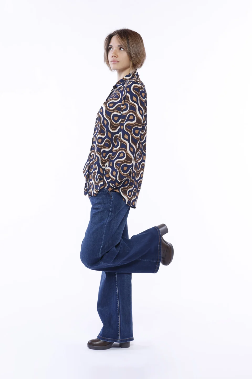 CAMICIA a manica lunga con stampa fluida e collo classico ONEWORLD HYBRID