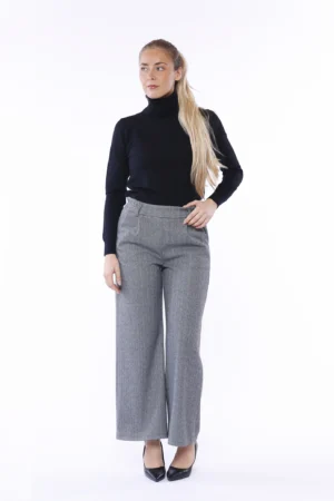 PANTALONE classico rigato con passanti alla cintura