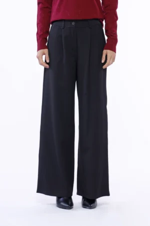 PANTALONE a zampa larga con tasche bottone di chiusura e passanti alla cintura