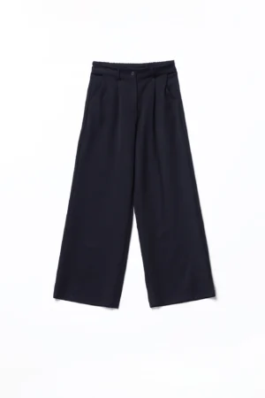 PANTALONE a zampa larga con tasche bottone di chiusura e passanti alla cintura