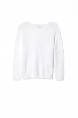 MAGLIA casual con scollo a giro largo e orli a costine