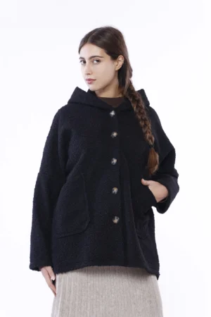 CAPPOTTO Teddy con chiusura a bottoni e tasche applicate