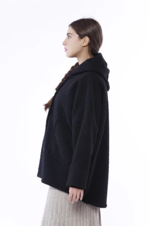 CAPPOTTO Teddy con chiusura a bottoni e tasche applicate