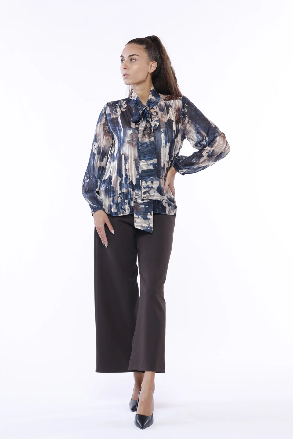 BLUSA Lavallière fantasia con inserti brillanti ONEWORLD HYBRID