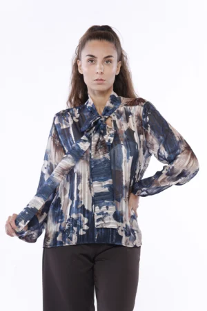 BLUSA Lavallière fantasia con inserti brillanti