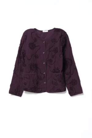 GIACCA corta primi freddi con ricami a fiori chiusura a bottoni e taschini sul davanti