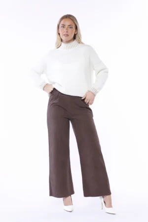 PANTALONE in velluto a coste wide leg con tasche chiusura a elastico e passanti alla cintura