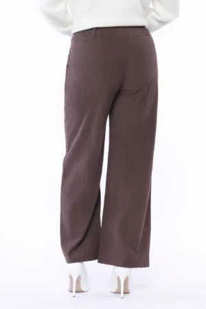 PANTALONE in velluto a coste wide leg con tasche chiusura a elastico e passanti alla cintura