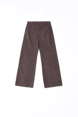 PANTALONE in velluto a coste wide leg con tasche chiusura a elastico e passanti alla cintura