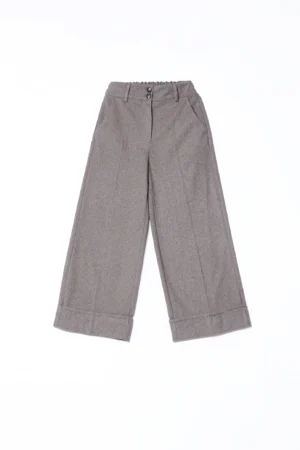 PANTALONE a palazzo con orlo alto alle caviglie chiusura a bottoni e passanti alla cintura