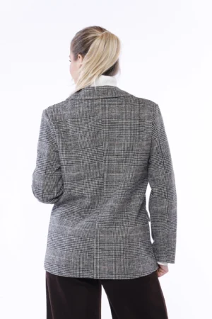 GIACCA monopetto a trama scozzese con collo reverse e taschini decorativi sul davanti