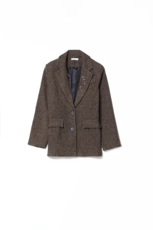 GIACCA monopetto a trama scozzese con collo reverse e taschini decorativi sul davanti