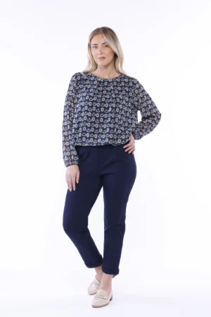 BLUSA a stampa fantasia con scollo a giro