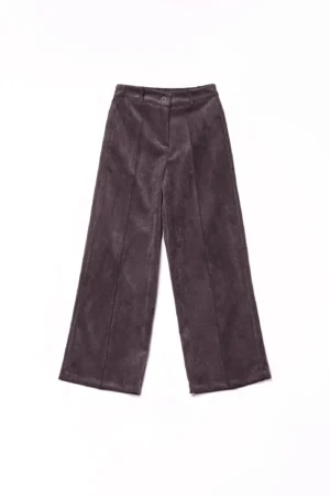 PANTALONE in velluto di cotone a palazzo con chiusura a bottone e passanti alla cintura