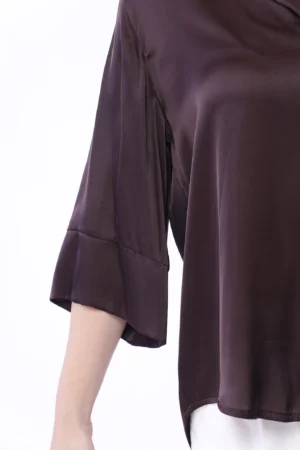 CAMICIA ampia con maniche a kimono e colletto alla coreana aperto sul davanti