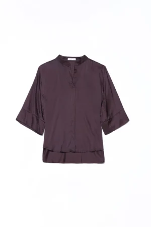 CAMICIA ampia con maniche a kimono e colletto alla coreana aperto sul davanti