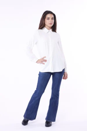 CAMICIA business woman con strass lucidi e colletto alla francese