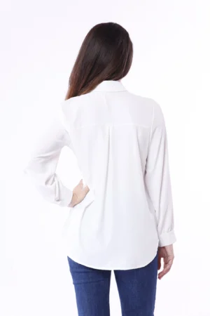 CAMICIA business woman con strass lucidi e colletto alla francese