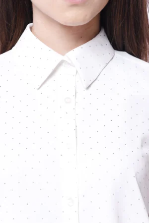 CAMICIA business woman con strass lucidi e colletto alla francese