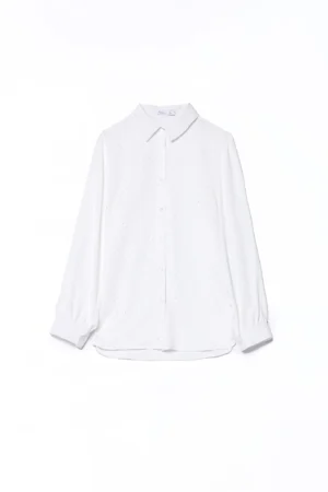 CAMICIA business woman con strass lucidi e colletto alla francese