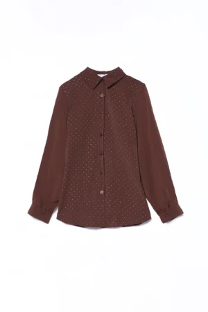 CAMICIA business woman con strass lucidi e colletto alla francese