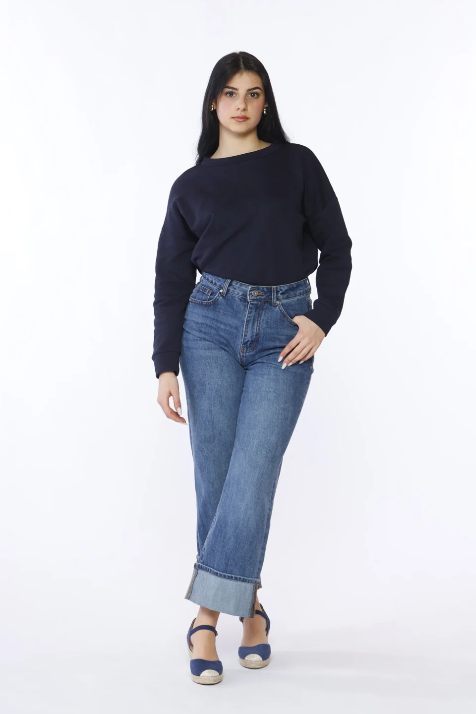 PANTALONE in denim con bottone di chiusura in vita e passanti alla cintura ONEWORLD HYBRID