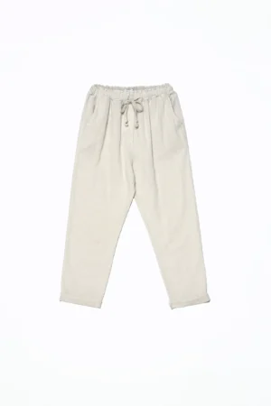 PANTALONE in fresco lino misto a cotone con pratico laccetto in vita e graziosi risvolti sangallo
