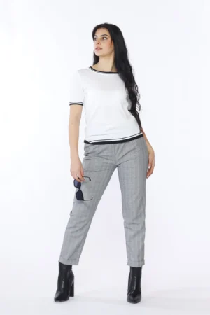 MAGLIA elegante e versatile a manica corta e con doppia fascia bicolore agli orli ONEWORLD HYBRID