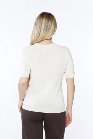 MAGLIA casual monocolore a manica corta e con orli a costine