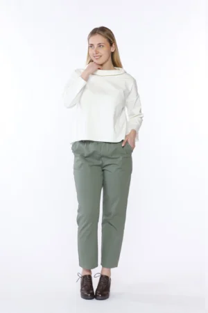 BLUSA con manica a tre quarti collo a barchetta risvoltato e fondo con taglio irregolare ONEWORLD HYBRID