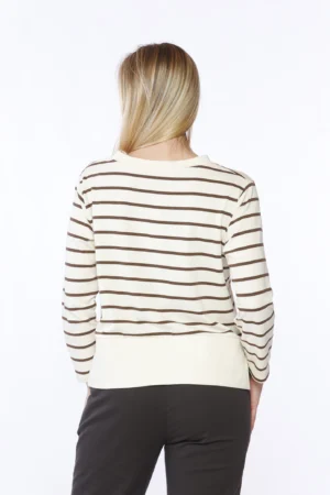 BLUSA a righe con scollo a barca e orlo alto con spacchetti al fondo monocolore