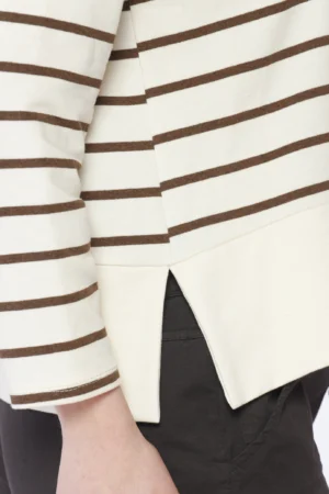 BLUSA a righe con scollo a barca e orlo alto con spacchetti al fondo monocolore