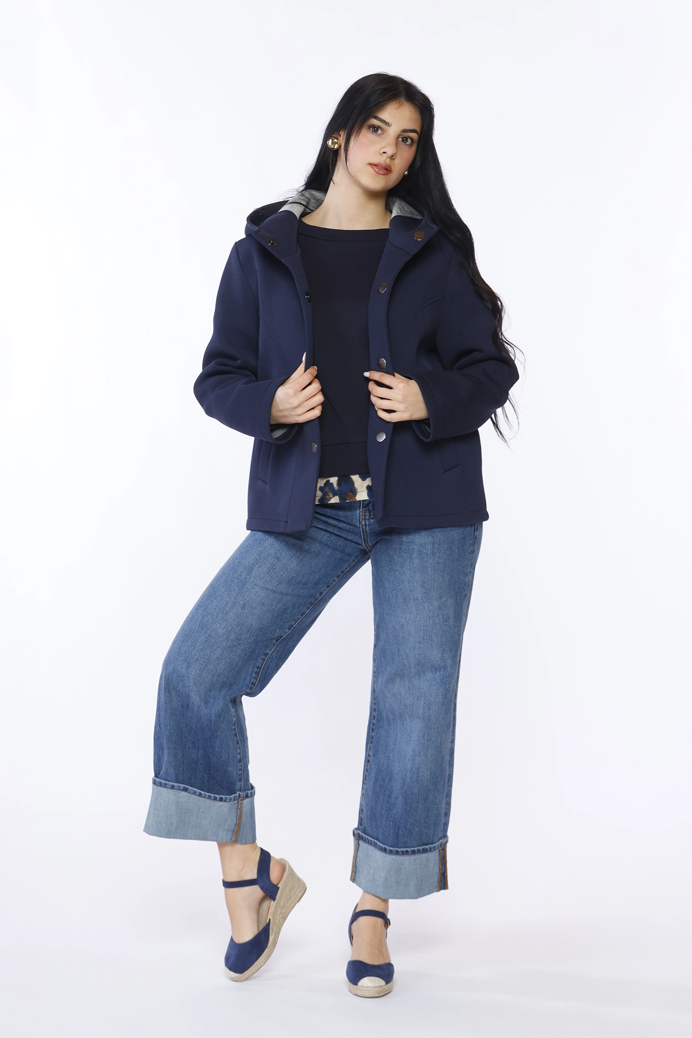 CAPPOTTO softshell corto sagomato con cappuccio e tasche verticali ONEWORLD HYBRID
