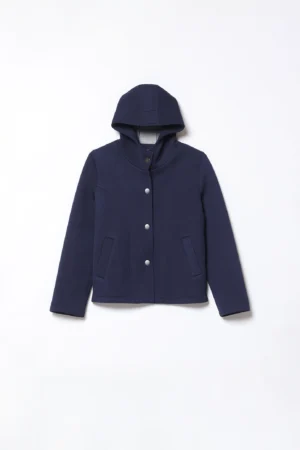 CAPPOTTO softshell corto sagomato con cappuccio e tasche verticali