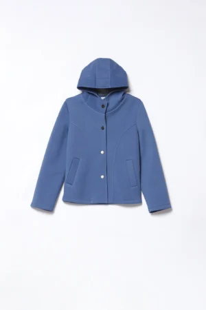 CAPPOTTO softshell corto sagomato con cappuccio e tasche verticali
