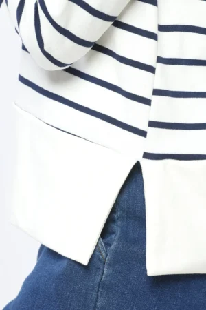 BLUSA a righe con scollo a barca e orlo alto con spacchetti al fondo monocolore