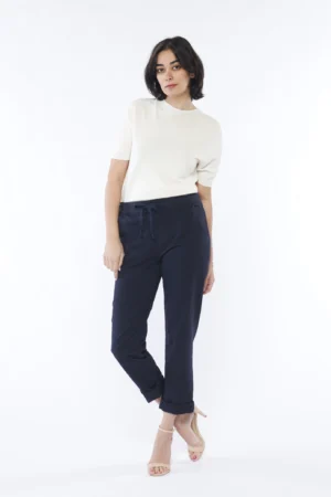 PANTALONE comodo in cotone con risvolti alle caviglie fodera interna a fiori e laccetto di chiusura ONEWORLD HYBRID