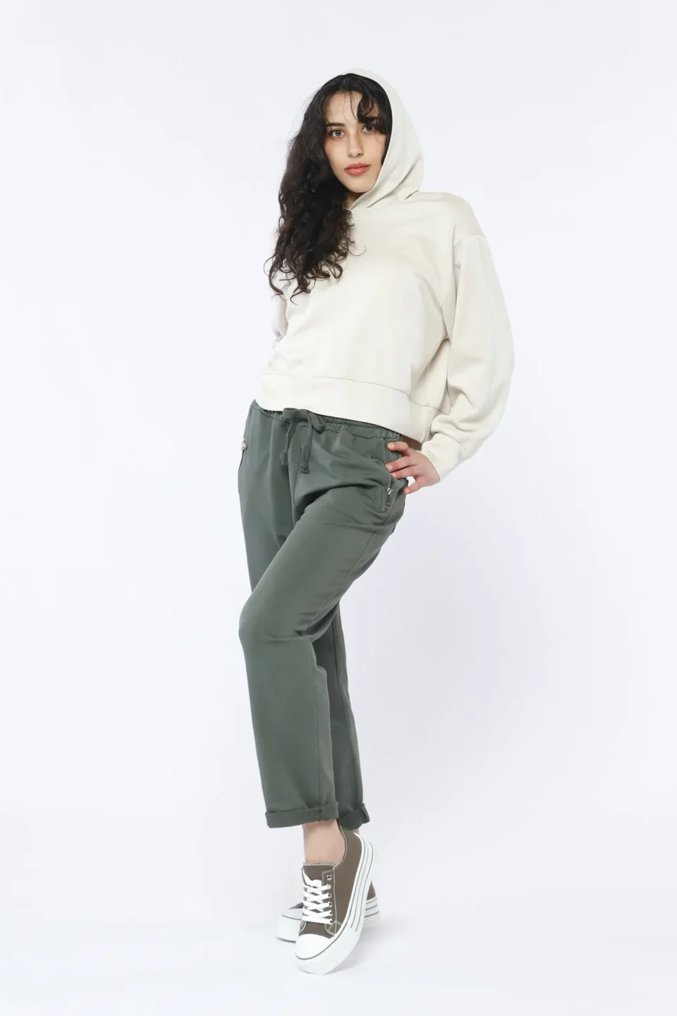 PANTALONE comodo con laccetto di chiusura e tasche con cerniere metalliche ai lati ONEWORLD HYBRID