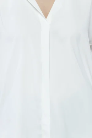 BLUSA a fantasia di foliage con scollo a giro e orli  a sbuffo