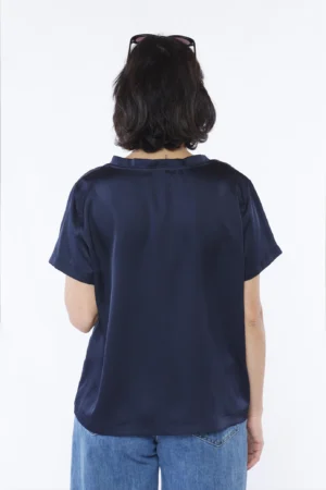 BLUSA blusa fresca a maniche corte con scollo a giro ampio