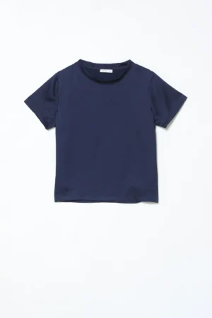 BLUSA blusa fresca a maniche corte con scollo a giro ampio