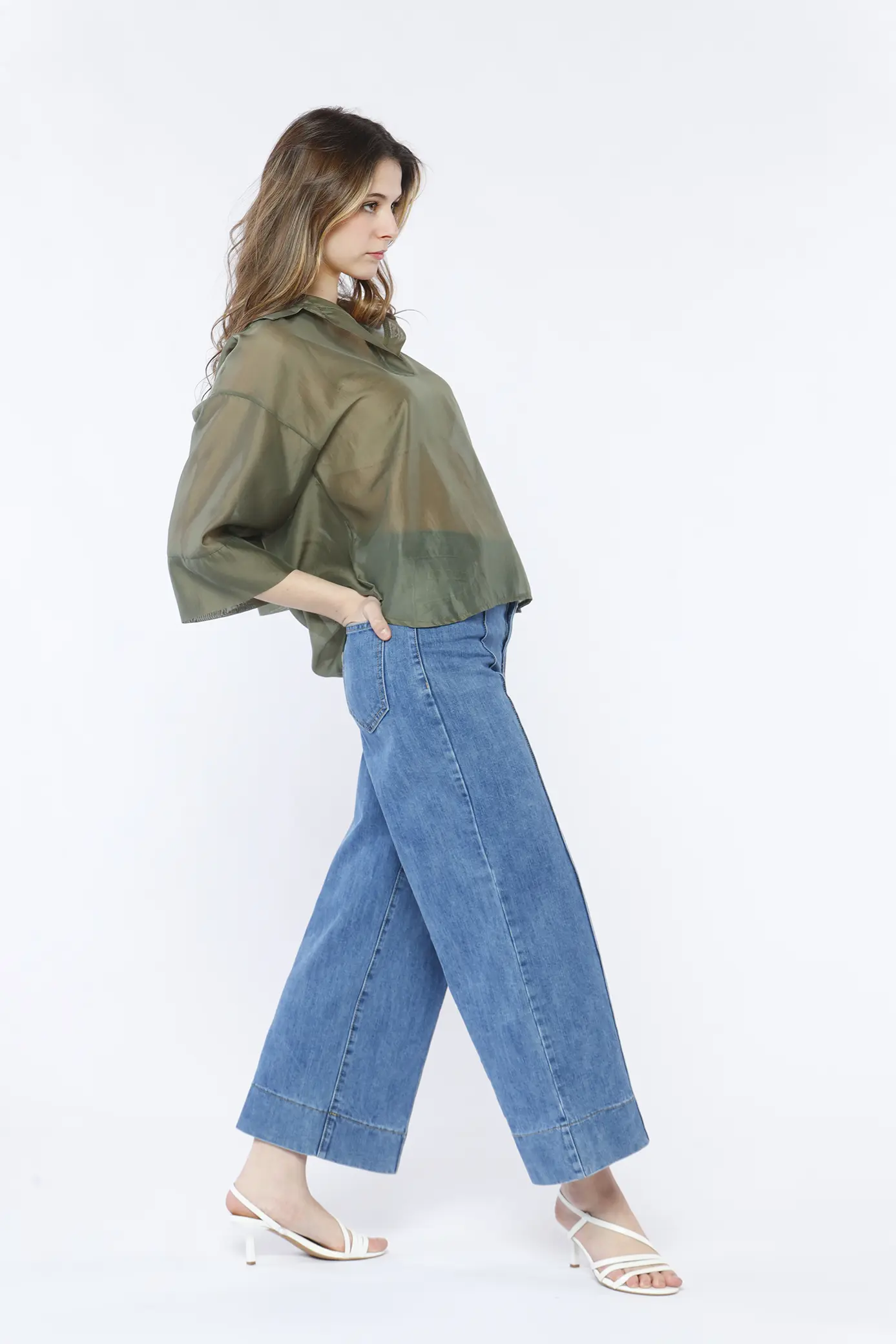 BLUSA blusa elegante con manica a tre quarti e colletto alla francese ONEWORLD HYBRID